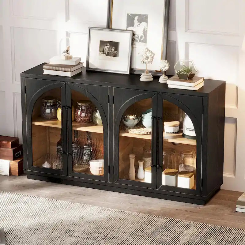 Retro 4-Door Large Storage Sideboard
