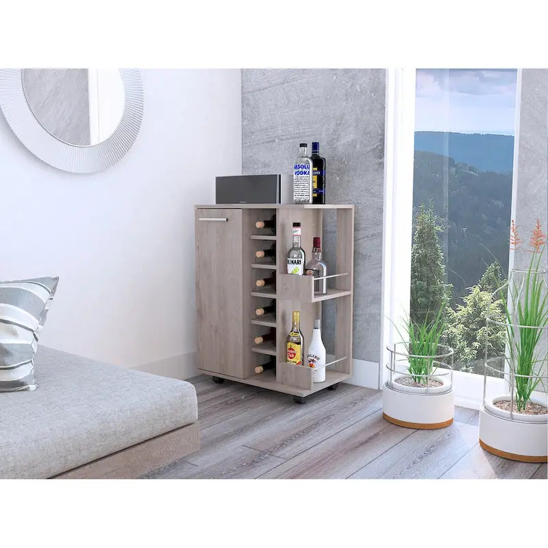 2-Shelf 6-Bottle Bar Cart with Division