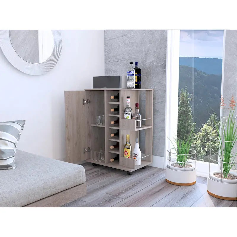 2-Shelf 6-Bottle Bar Cart with Division
