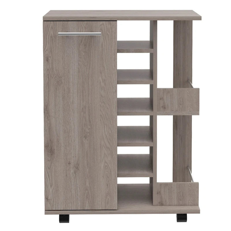 2-Shelf 6-Bottle Bar Cart with Division