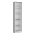 Slim 5-Tier Bookcase with Narrow Design, White