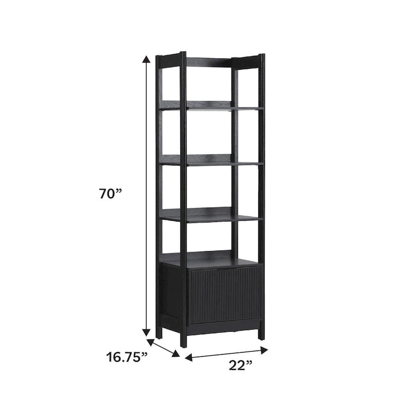 22-Inch Narrow Bookshelf with Drawer