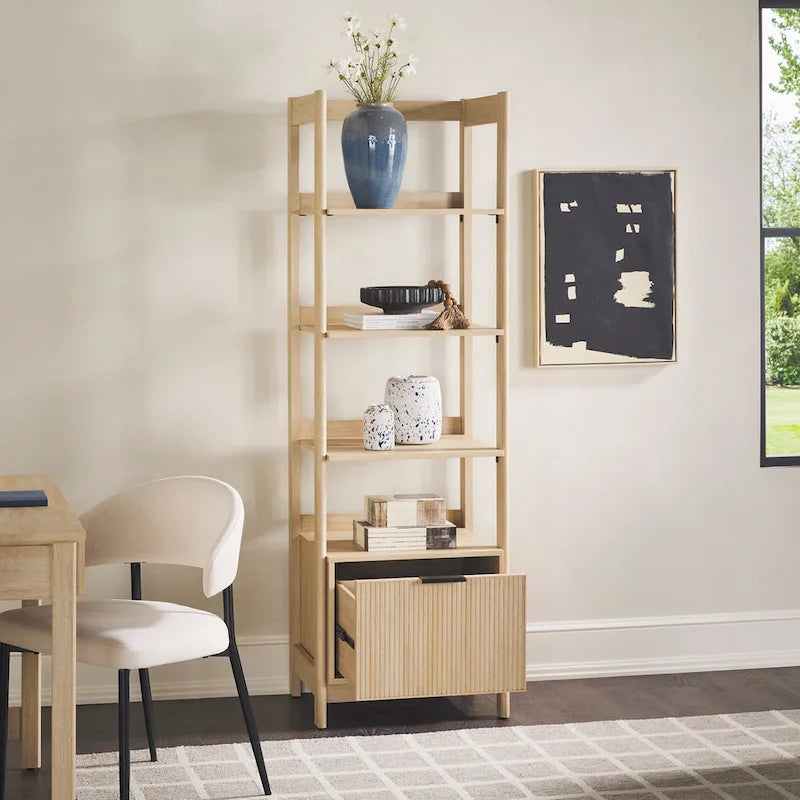 22-Inch Narrow Bookshelf with Drawer