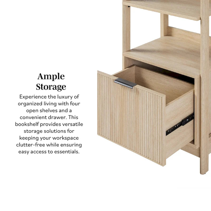 22-Inch Narrow Bookshelf with Drawer