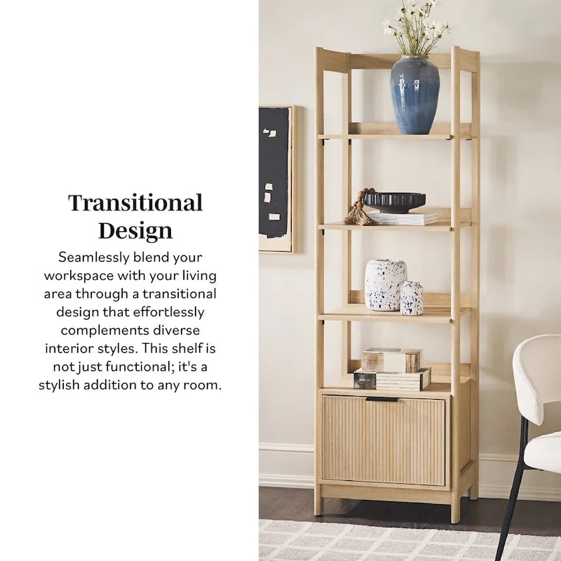 22-Inch Narrow Bookshelf with Drawer