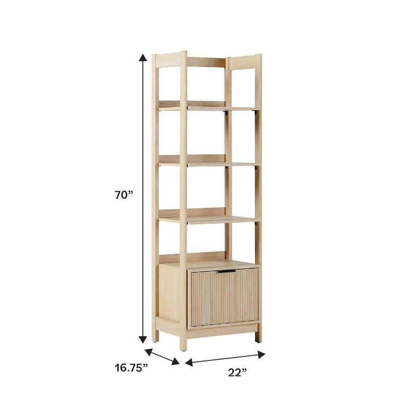 22-Inch Narrow Bookshelf with Drawer