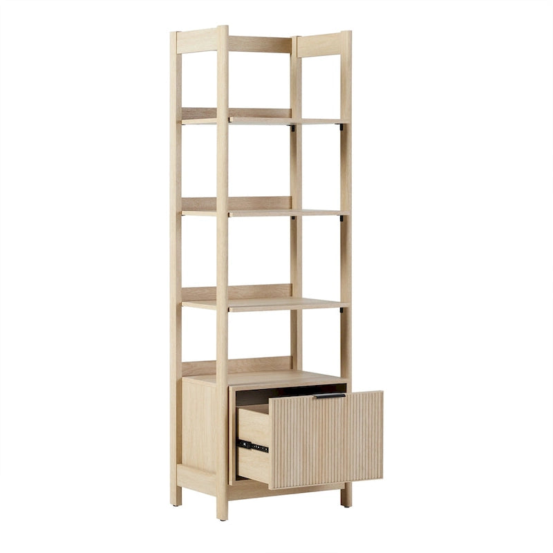 22-Inch Narrow Bookshelf with Drawer