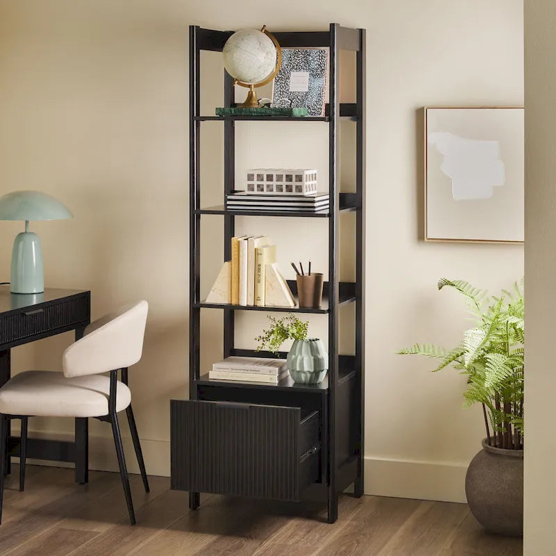 22-Inch Narrow Bookshelf with Drawer