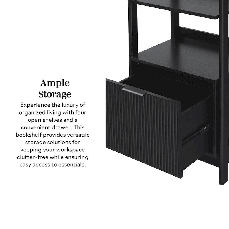 22-Inch Narrow Bookshelf with Drawer
