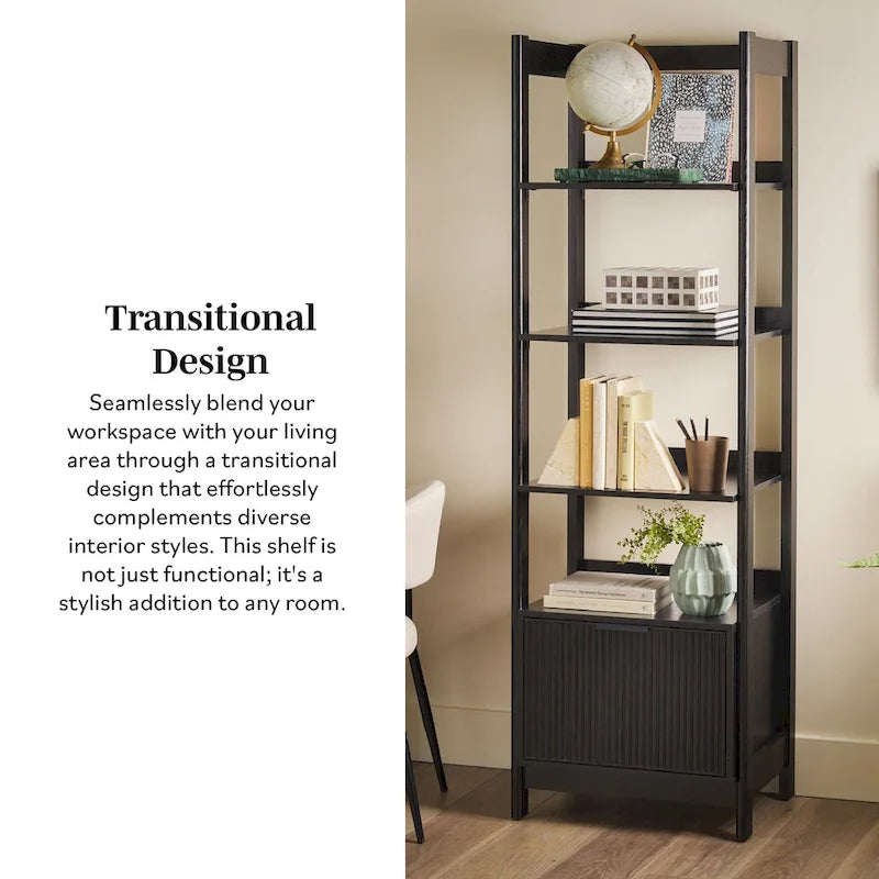 22-Inch Narrow Bookshelf with Drawer