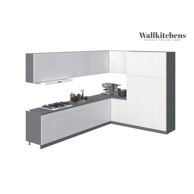 White Gloss Kitchen Cabinet Set, 12Ft Wide - 144x102