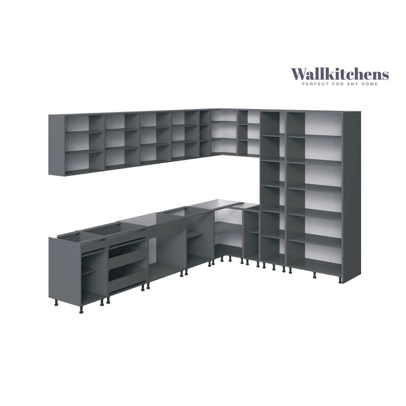 White Gloss Kitchen Cabinet Set, 12Ft Wide - 144x102