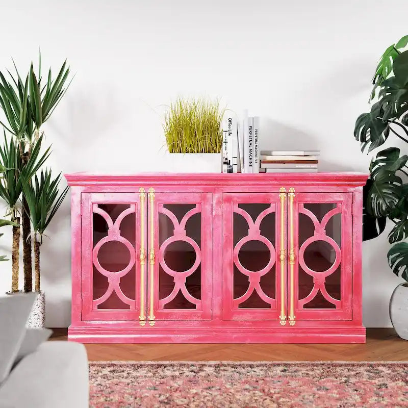 Küchenbuffet-Sideboard mit Glastüren, 71 Zoll