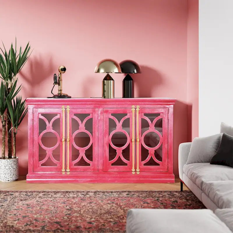 Küchenbuffet-Sideboard mit Glastüren, 71 Zoll
