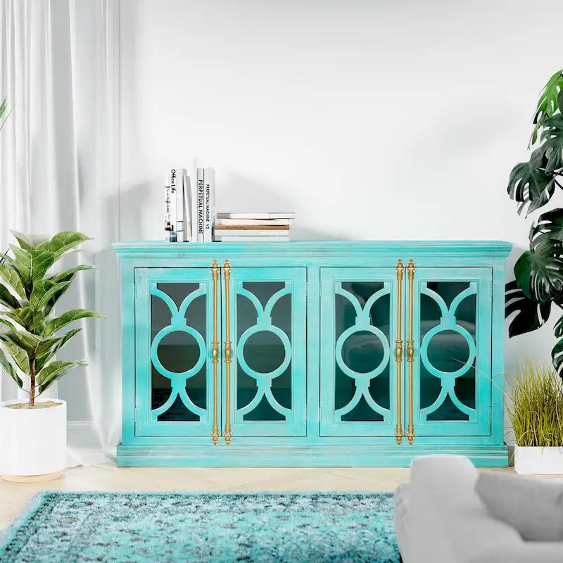 Küchenbuffet-Sideboard mit Glastüren, 71 Zoll