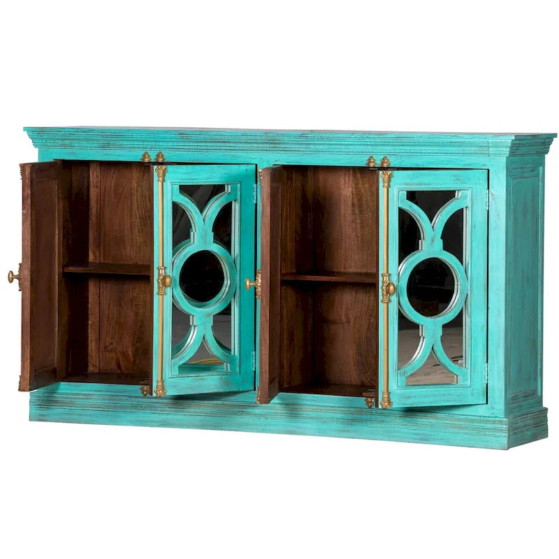 71-Inch Glass Door Kitchen Buffet Sideboard Cabinet