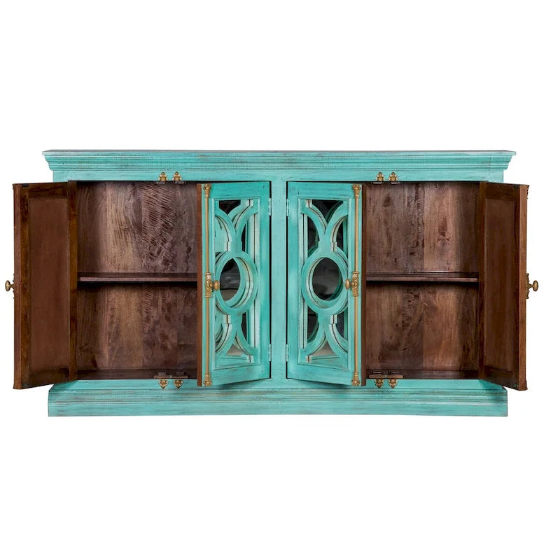 Küchenbuffet-Sideboard mit Glastüren, 71 Zoll