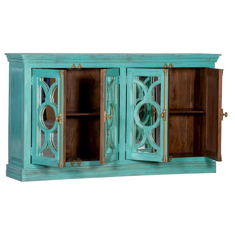 Küchenbuffet-Sideboard mit Glastüren, 71 Zoll