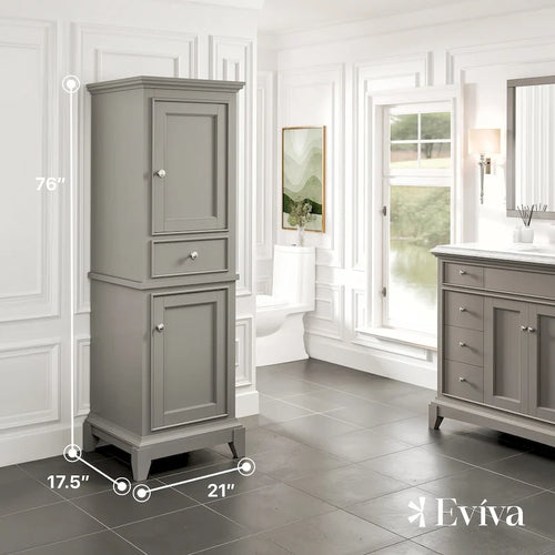 24-Inch Gray Freestanding Linen Cabinet