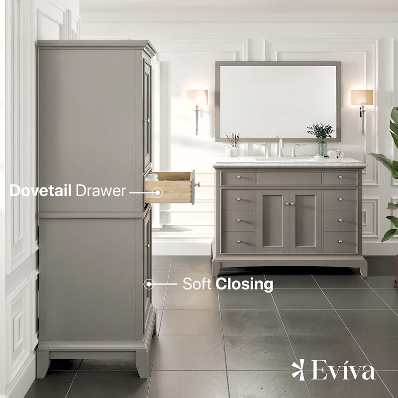 24-Inch Gray Freestanding Linen Cabinet