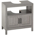 Pedestal Sink Storage Cabinet, Bathroom Under Sink Cabinet with 2 Doors and Open Shelf, Bathroom Vanity, Gray