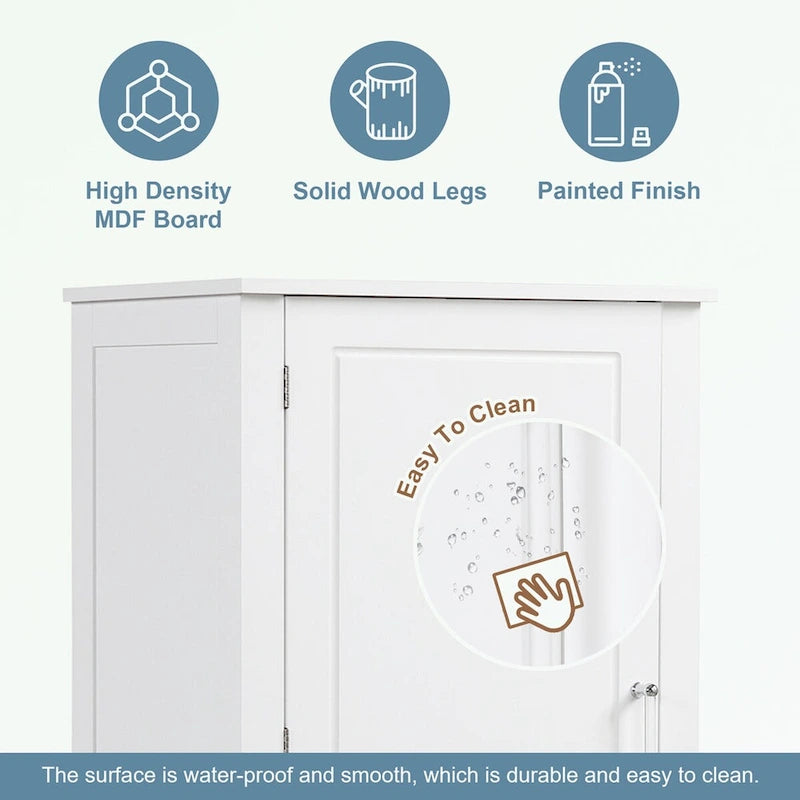 Tall Bathroom Storage Cabinet with Two Drawers and Adjustable Shelf