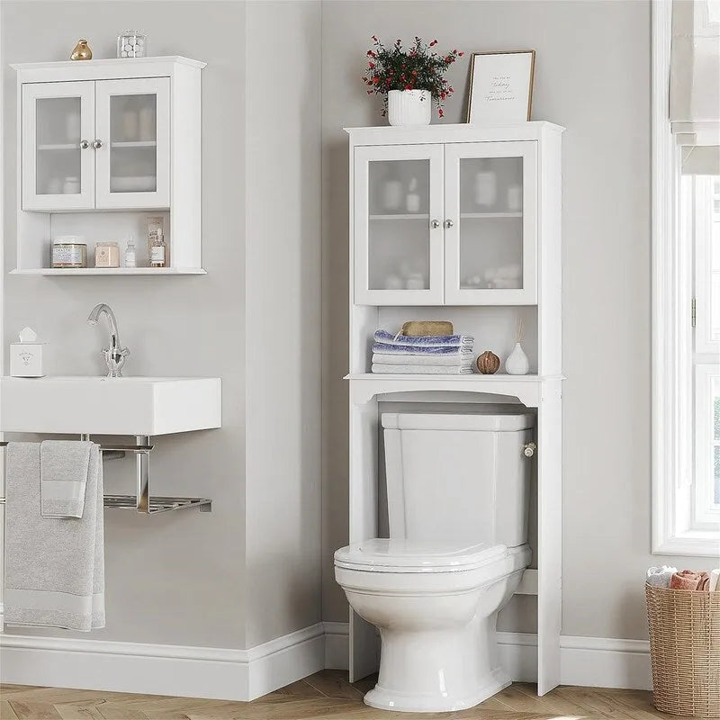 Toiletten-Aufbewahrungsschrank - Weiß 9.06D x 24.8W x 65.75H