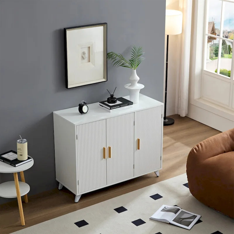 Sideboard Buffet Cabinet with Wavy Texture