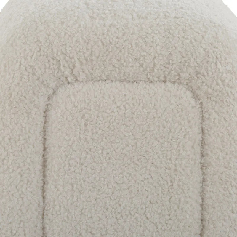 Oversized Ivory Faux Sheepskin Bench with Oak Legs, 90.5W