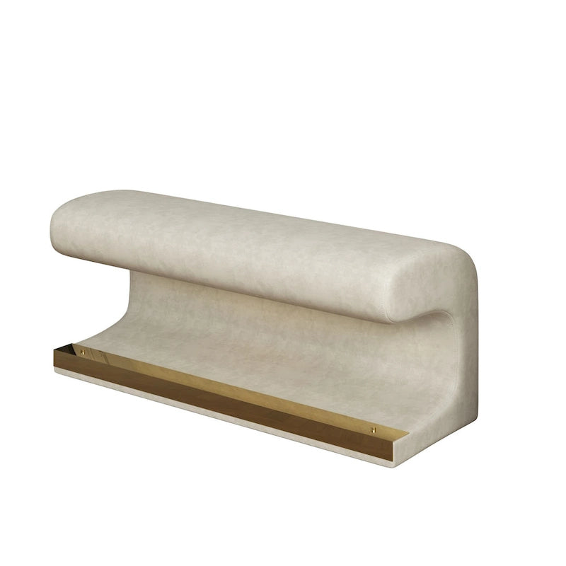 37W Entryway Bench Leather Upholstered Ottoman with LED