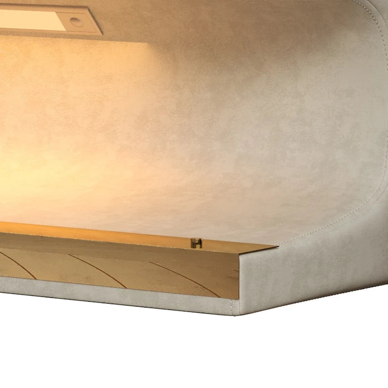 37W Entryway Bench Leather Upholstered Ottoman with LED
